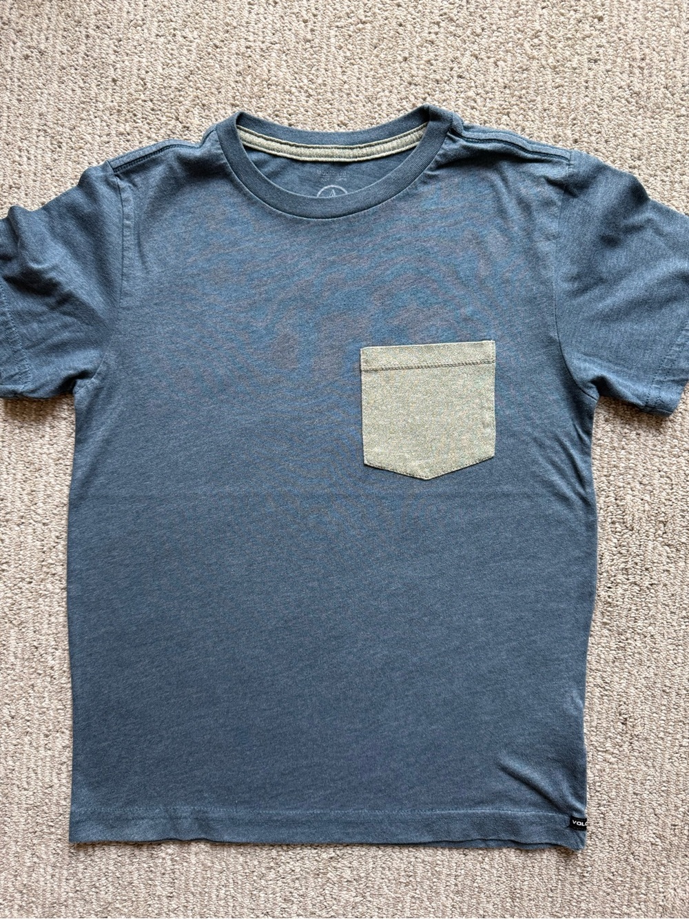 Volcom Boy’s Heather Blue Crewneck Tee with Contrasting Pocket